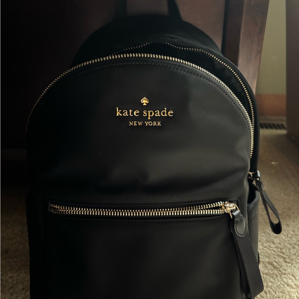 Kate Spade Black Backpack with Gold Details